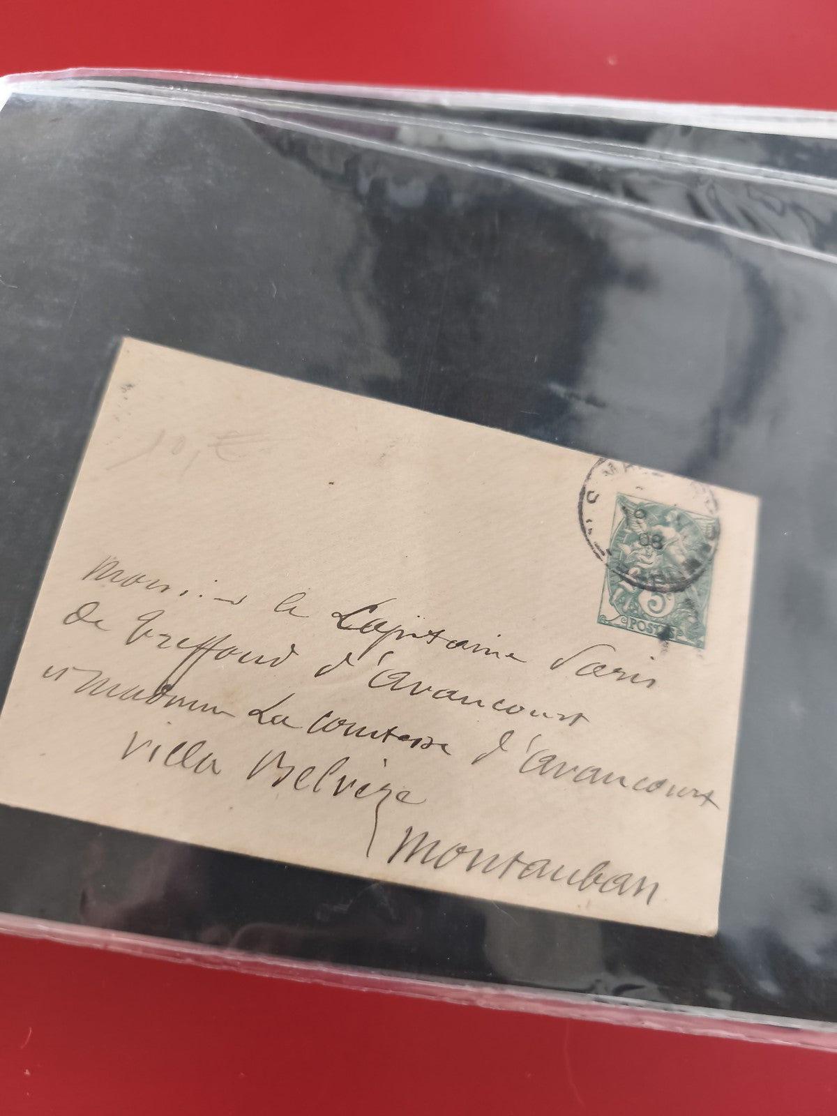 Ancienne enveloppe oblitérée philatélie France timbre vert écriture manuscrite