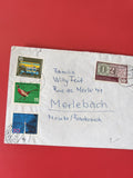 Enveloppe philatélie timbrée Allemagne Merlebach Moselle motifs bus oiseau