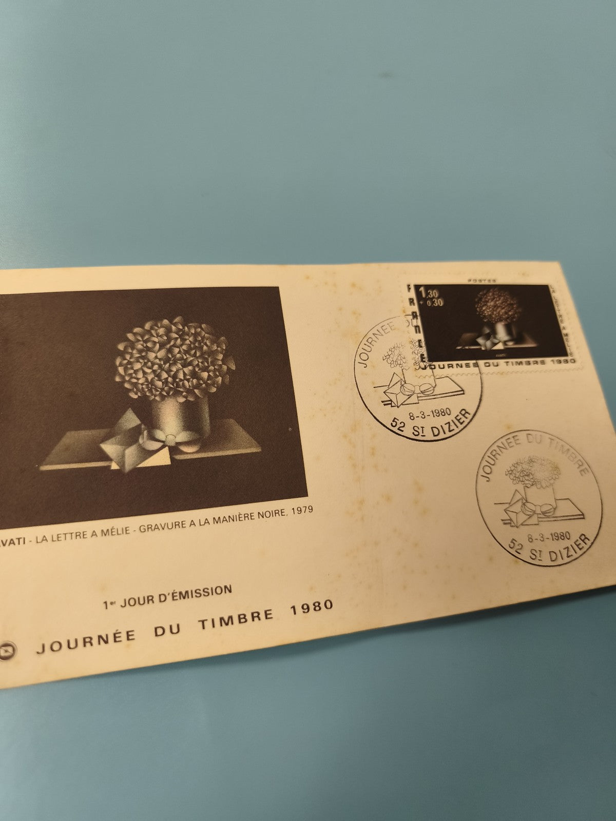 Enveloppe FDC Journée du Timbre 1980 St Dizier, timbre illustré fleurs