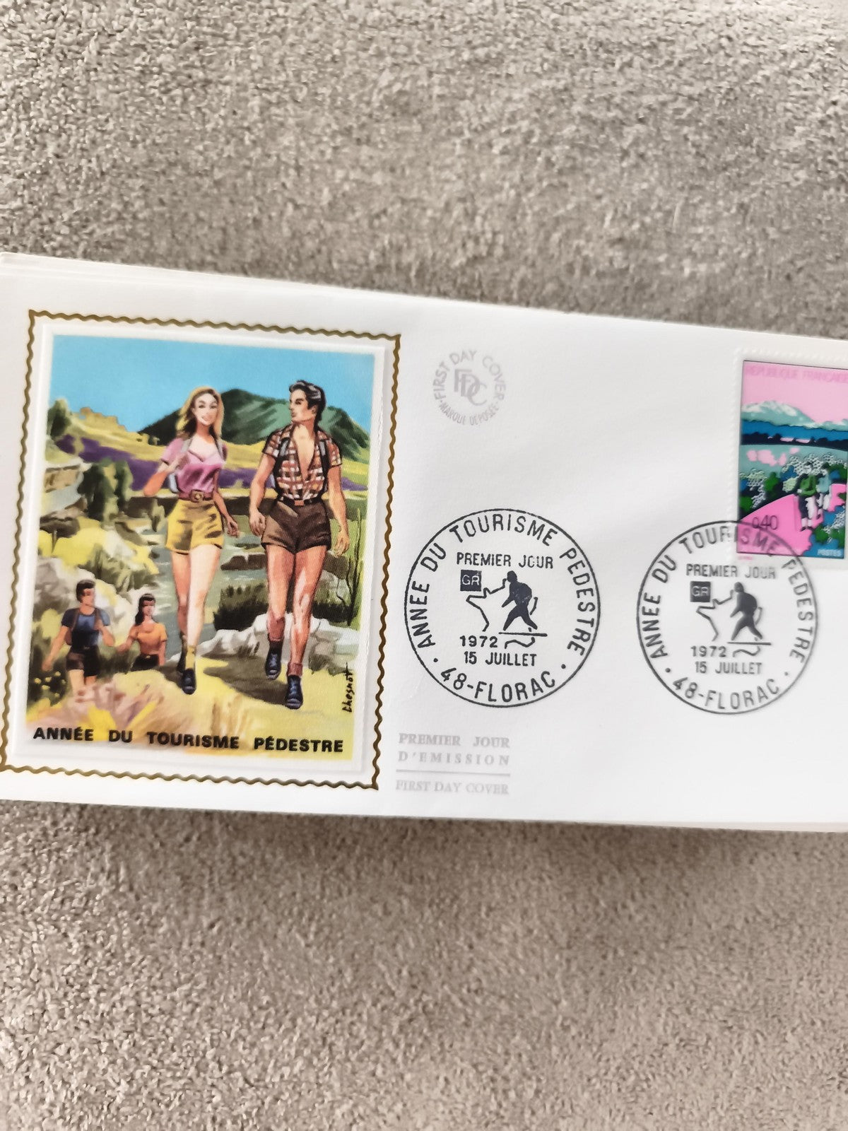Lettre FDC Année du Tourisme Pédestre 1972 Florac ancien philatélie