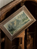 Cadre ancien années 1950 paysage montagne style rustique peinture déco vintage