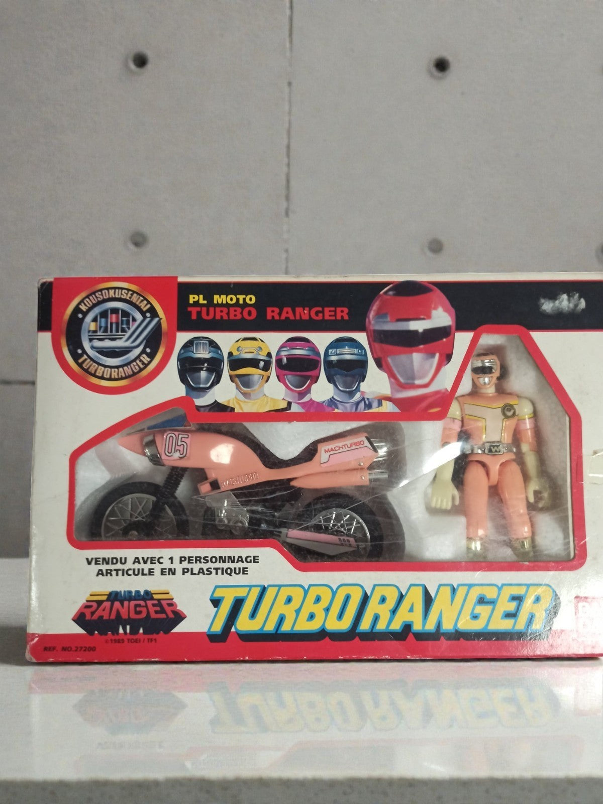 Vintage Bandai Turbo Ranger Moto Rose + Figurine 1989 France Sentai