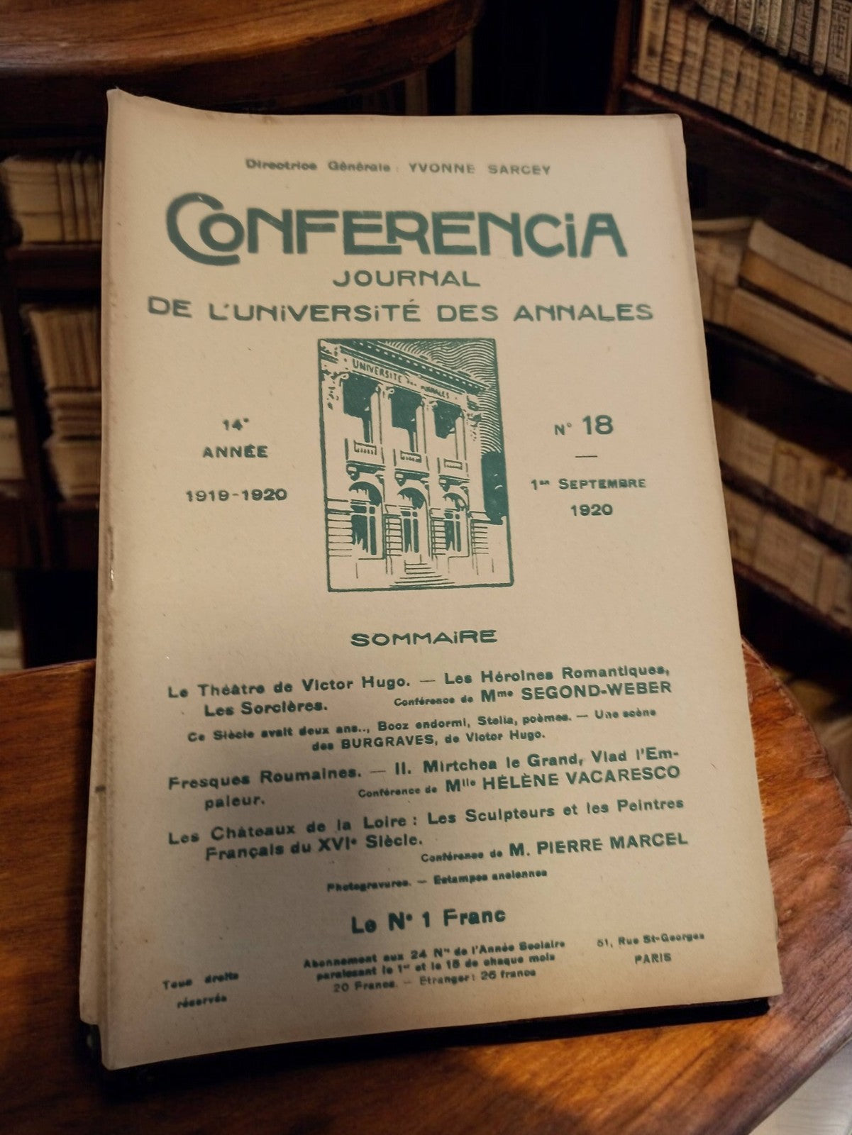 Revue ancienne CONFERENCIA Université des Annales 1920 journal rétro vintage