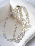 Collier perles fantaisie transparentes vintage, bijou rétro ancien d'occasion