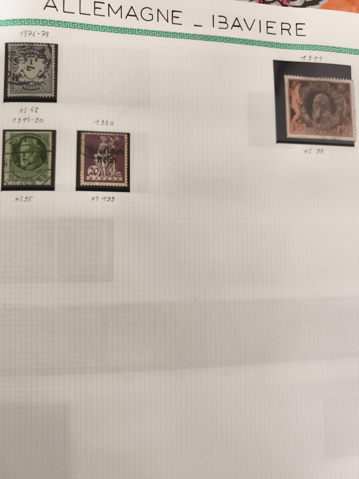Timbres Allemagne Bavière XIXe-XXe, 4 timbres oblitérés, philatélie Deutsche Rei