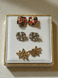 Lot 3 paires boucles d?oreilles vintage rétro doré email perles fantaisie ancien