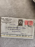Lettre affranchie Brésil Paris 3 timbres cachetés Tude Irmão via aérienne philat