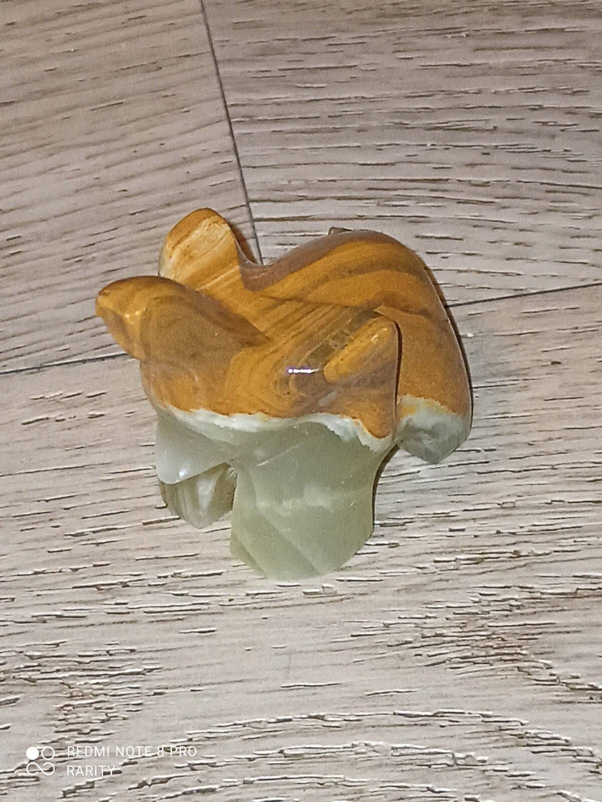 Vintage two-tone onyx elephant sculpture, animal decor, natural stone