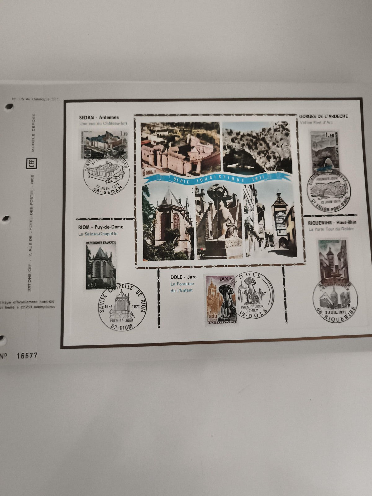 Feuillet philatélique CEF Série Touristique 1971 timbres France