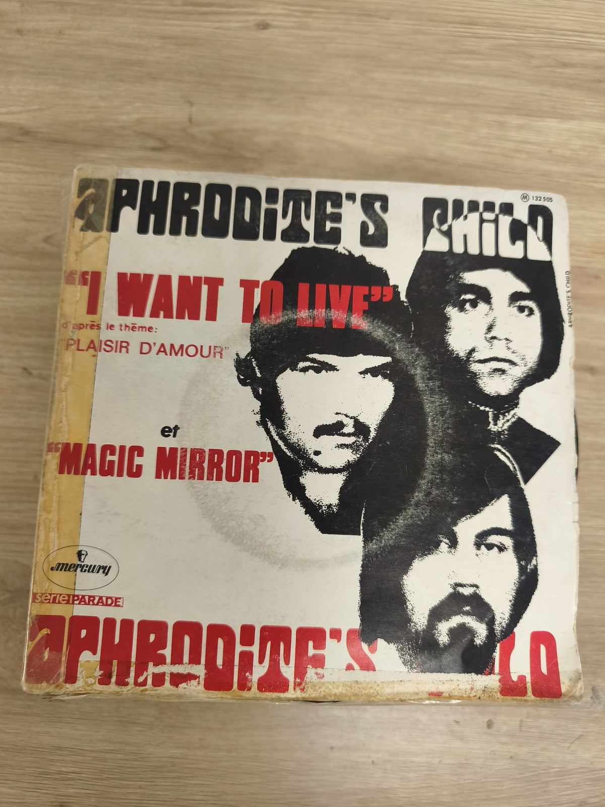 Vinyle 45T Aphrodite's Child "I Want to Live" / "Magic Mirror" pochette illustré