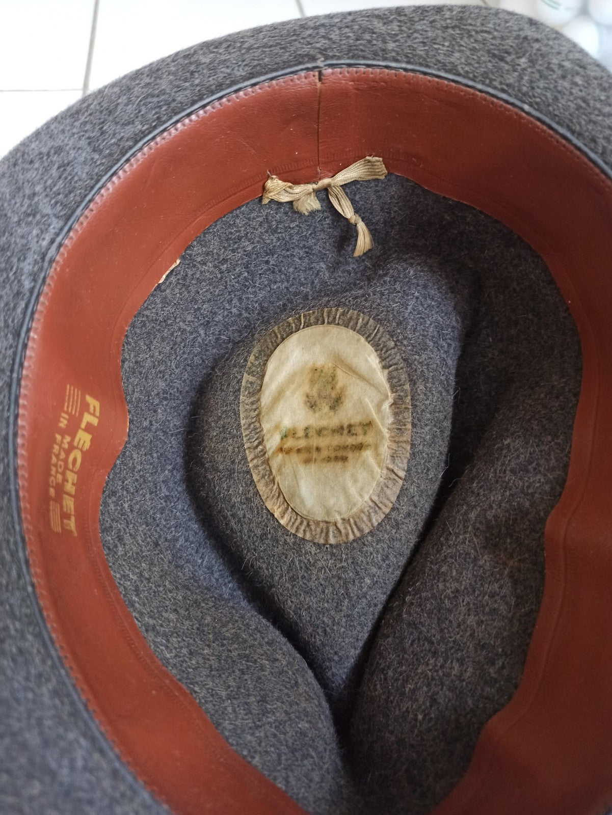 Chapeau vintage Fléchet ancien homme rétro made in France marron fedora