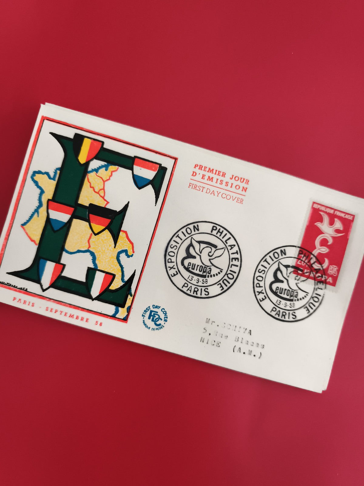 Lettre Premier Jour Exposition Philatélique Paris 1958 Europa FDC (Ref 1)