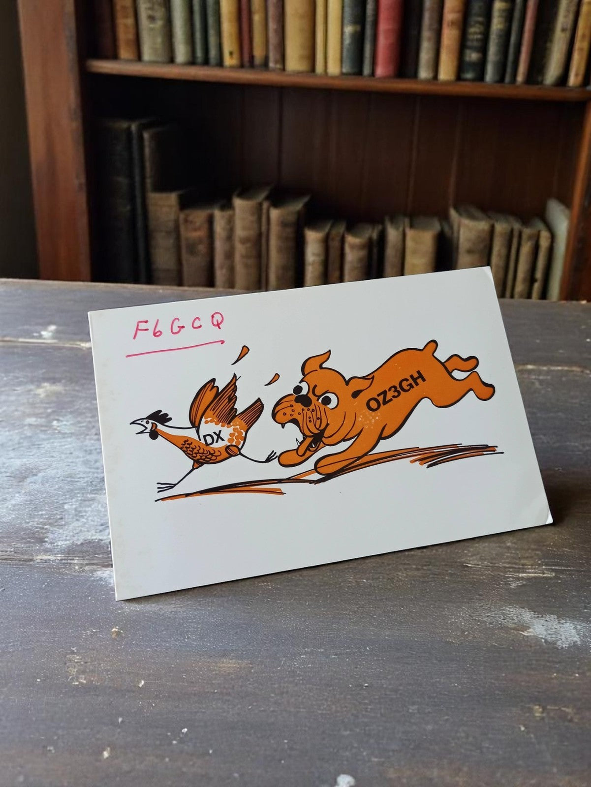 Carte QSL radio amateur vintage F6GCQ illustrée OZ3GH rétro DX
