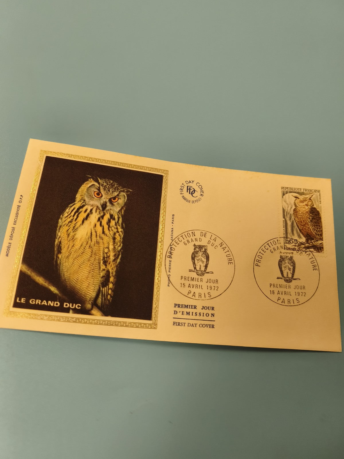 Enveloppe FDC premier jour d'émission Grand Duc illustration hibou Paris 1972