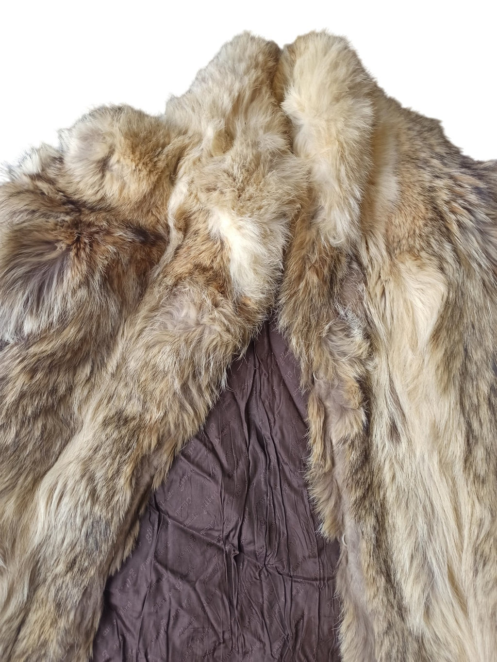 Manteau vintage en fourrure véritable brun ancien rétro, doublure satinée