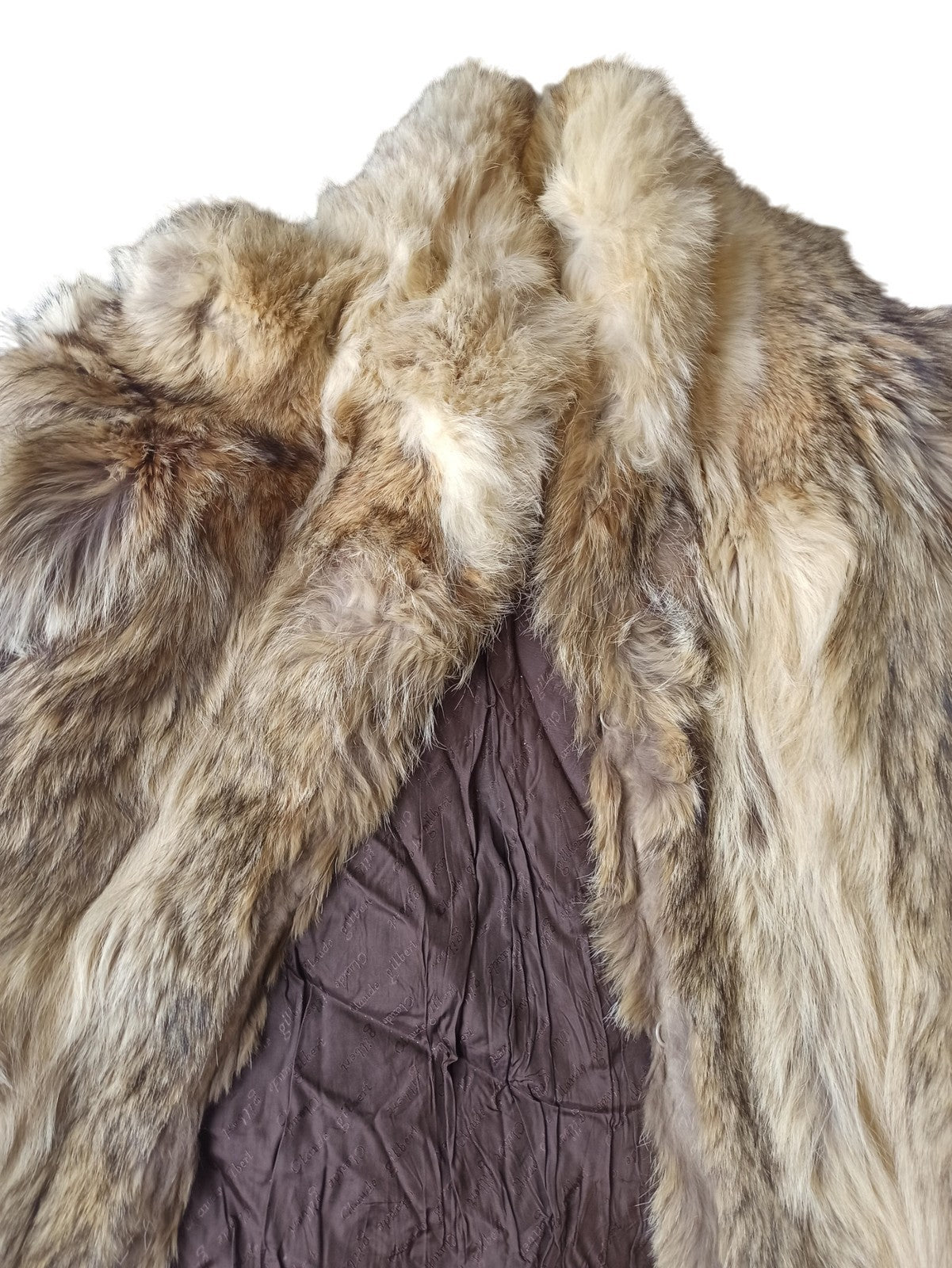 Manteau vintage en fourrure véritable brun ancien rétro, doublure satinée