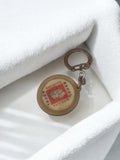 Porte-clés vintage Biscottes Excel ancien pub rétro rond translucide
