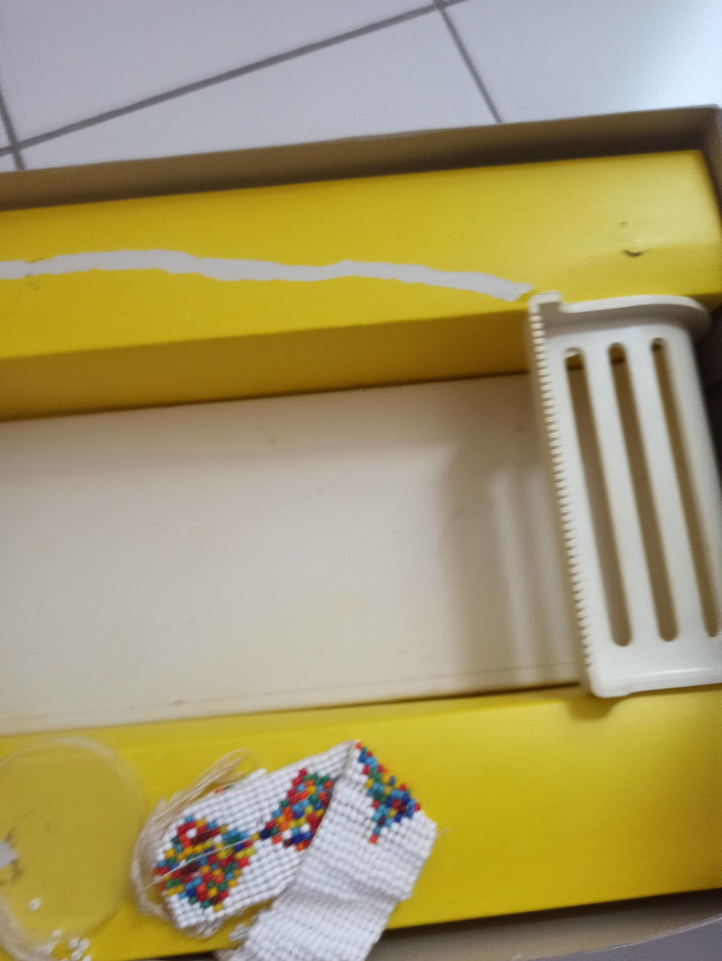 Métier à tisser perles rocailles vintage jeu créatif ancien boîte rétro