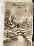 Carte postale ancienne Bonne année paysage hiver vintage CPA