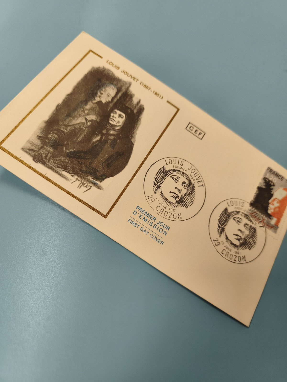 Enveloppe FDC premier jour d?émission Louis Jouvet 1981 avec timbre illustré