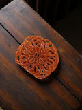 Broche vintage orange perles brodées ? Accessoire rétro chic années 70