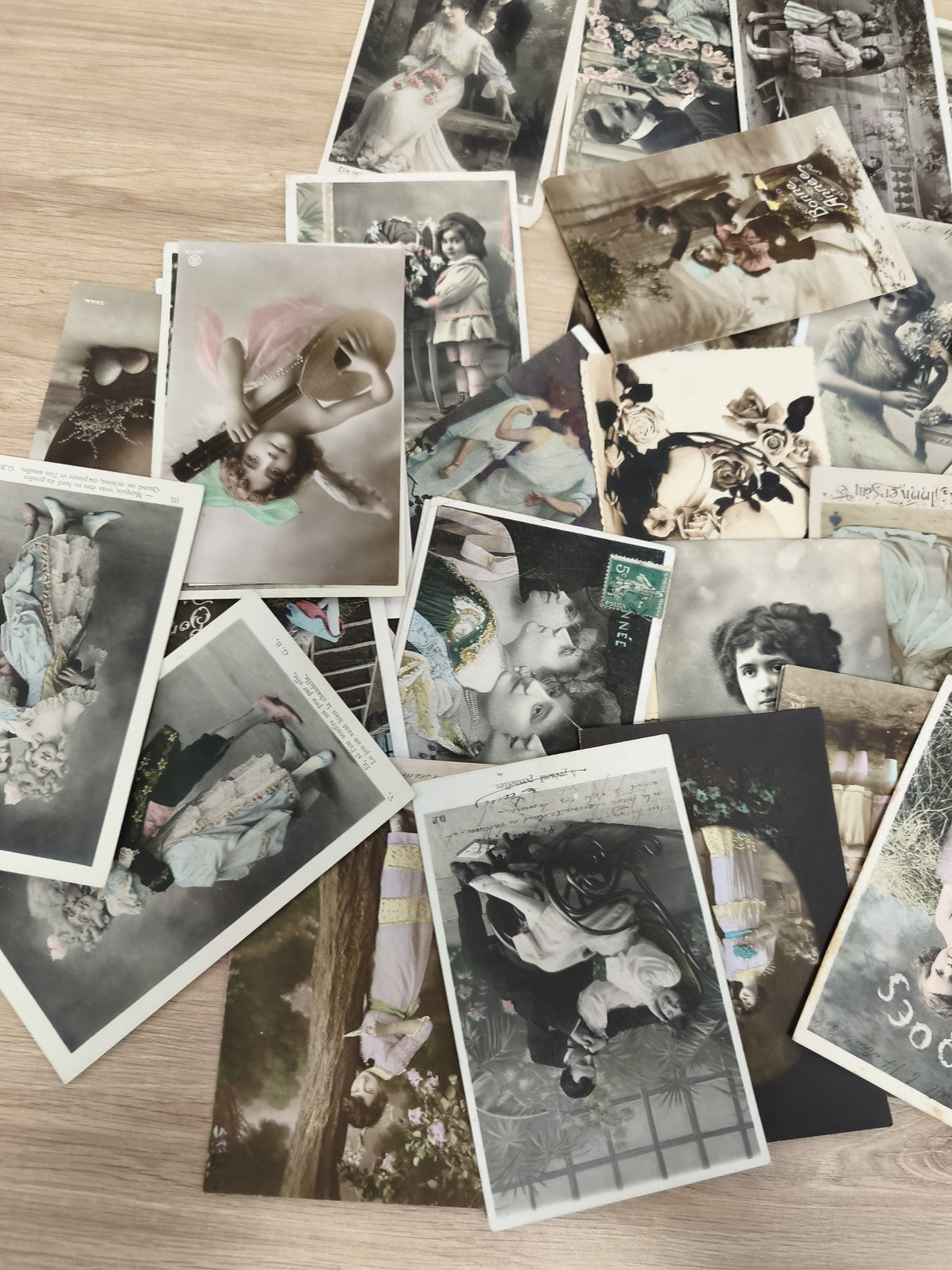 Gros lot cartes postales anciennes CPA v?ux, scènes vintage, enfants & fleurs