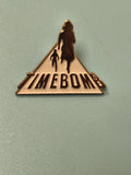 Vintage pin's triangle TIMEBOMB, silhouette femme et enfant, collection rétro