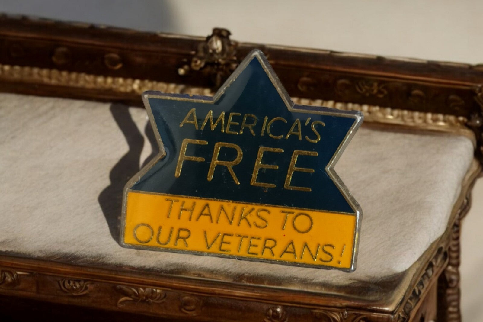 Pin's vintage américain étoile bleu or – America’s Free Thanks to Veterans