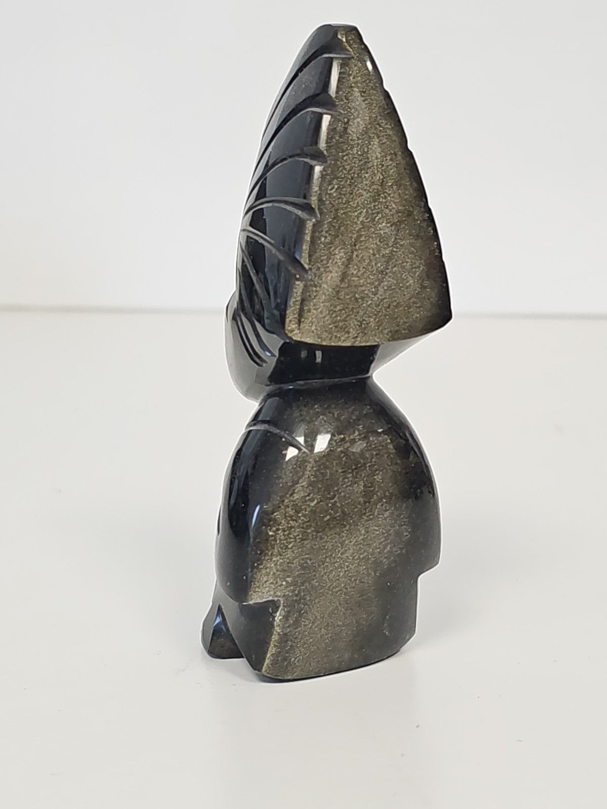Vintage statuette obsidienne sculptée main Ancienne style Maya Aztec collection