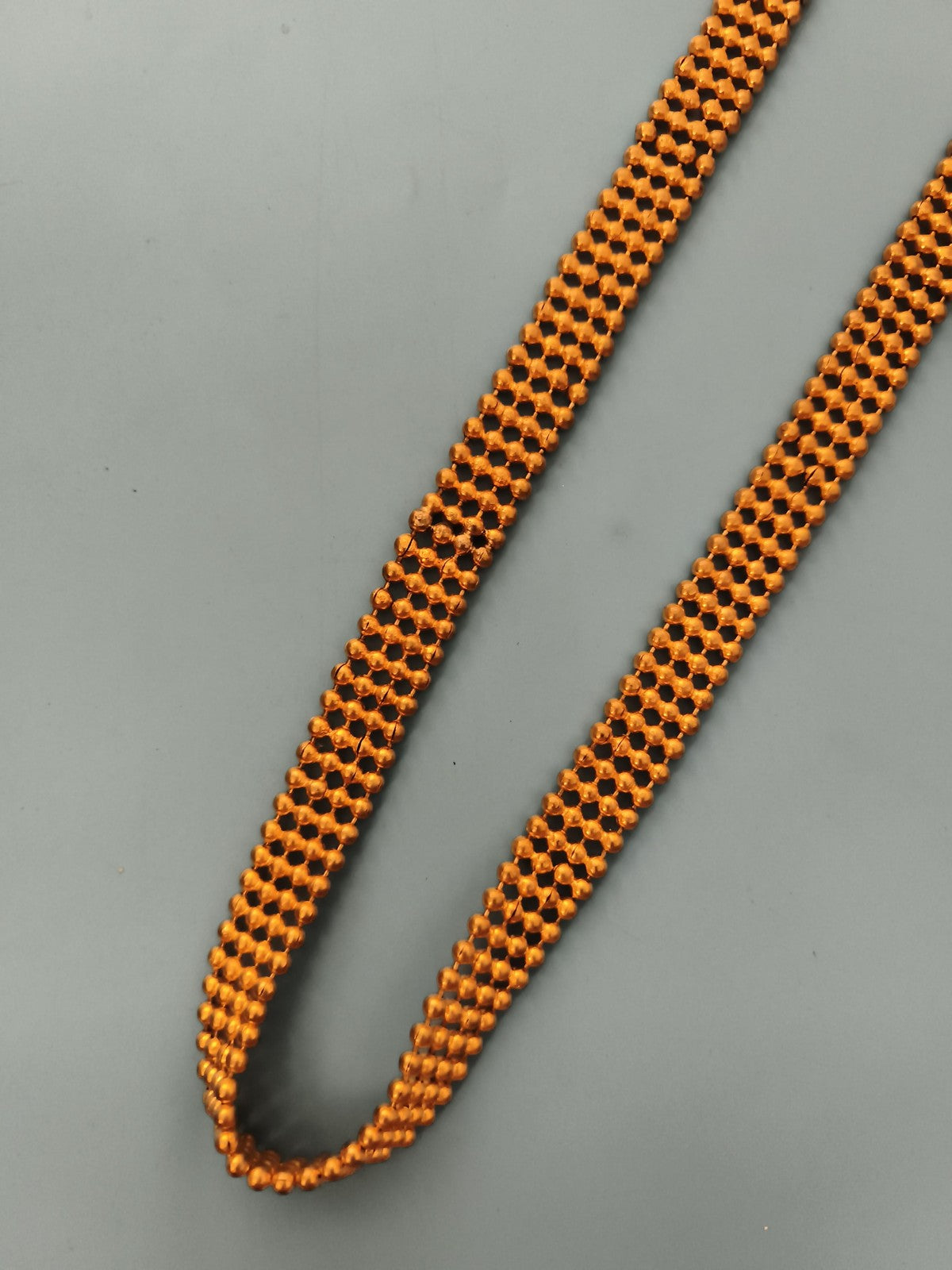 Collier ancien tressé perles orange noir, bijou vintage ou ceinture décorative