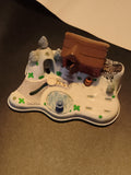 Base décor Polly Pocket maison marron hiver neige Mattel décor mini monde