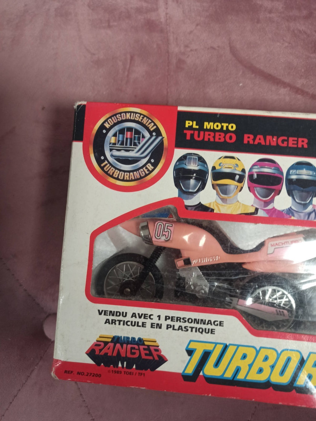 Vintage Bandai Turbo Ranger Moto Rose + Figurine 1989 France Sentai