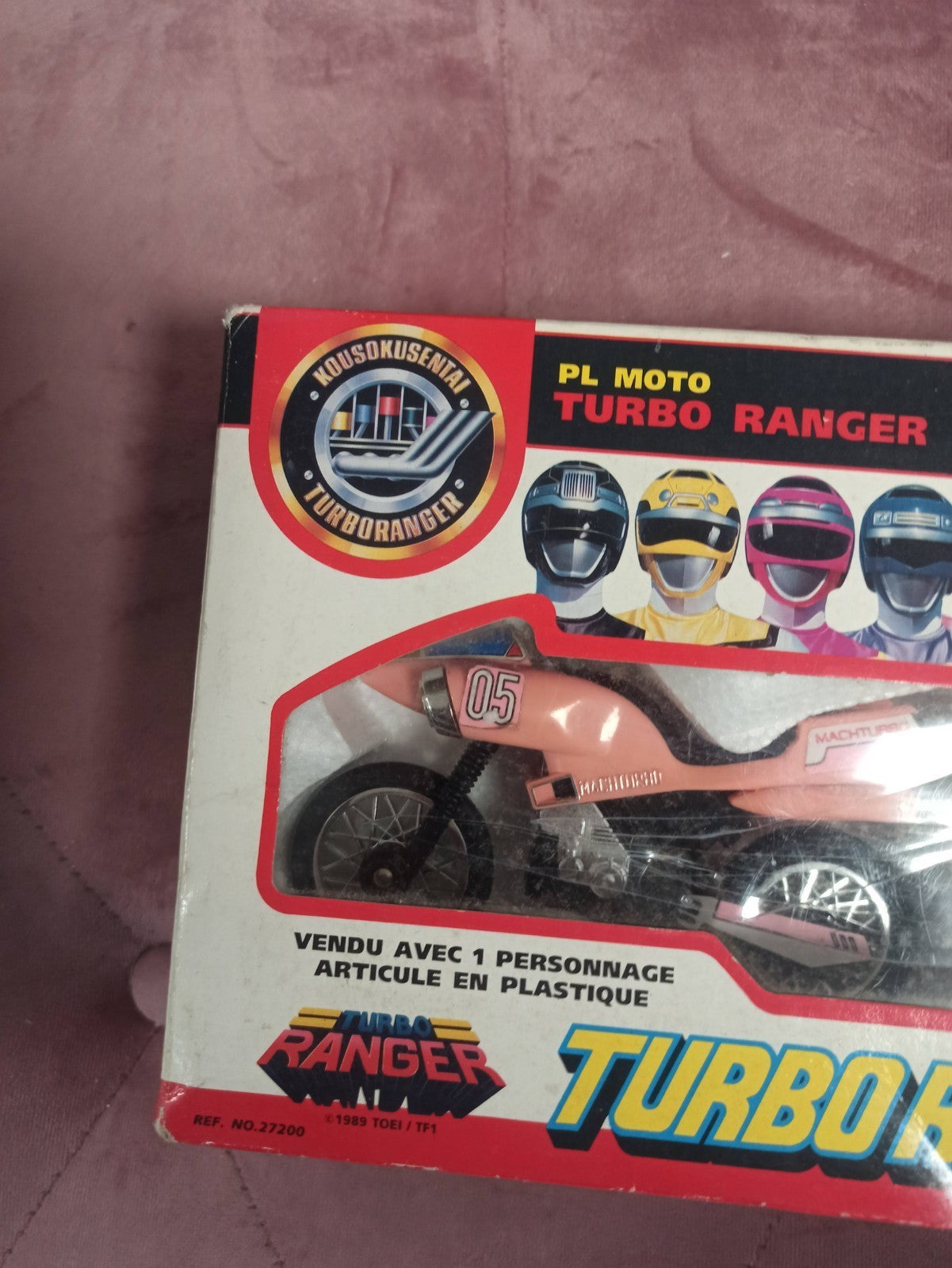 Vintage Bandai Turbo Ranger Moto Rose + Figurine 1989 France Sentai