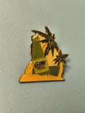 Vintage pin's publicitaire Gini bouteille verte palmiers collection soda