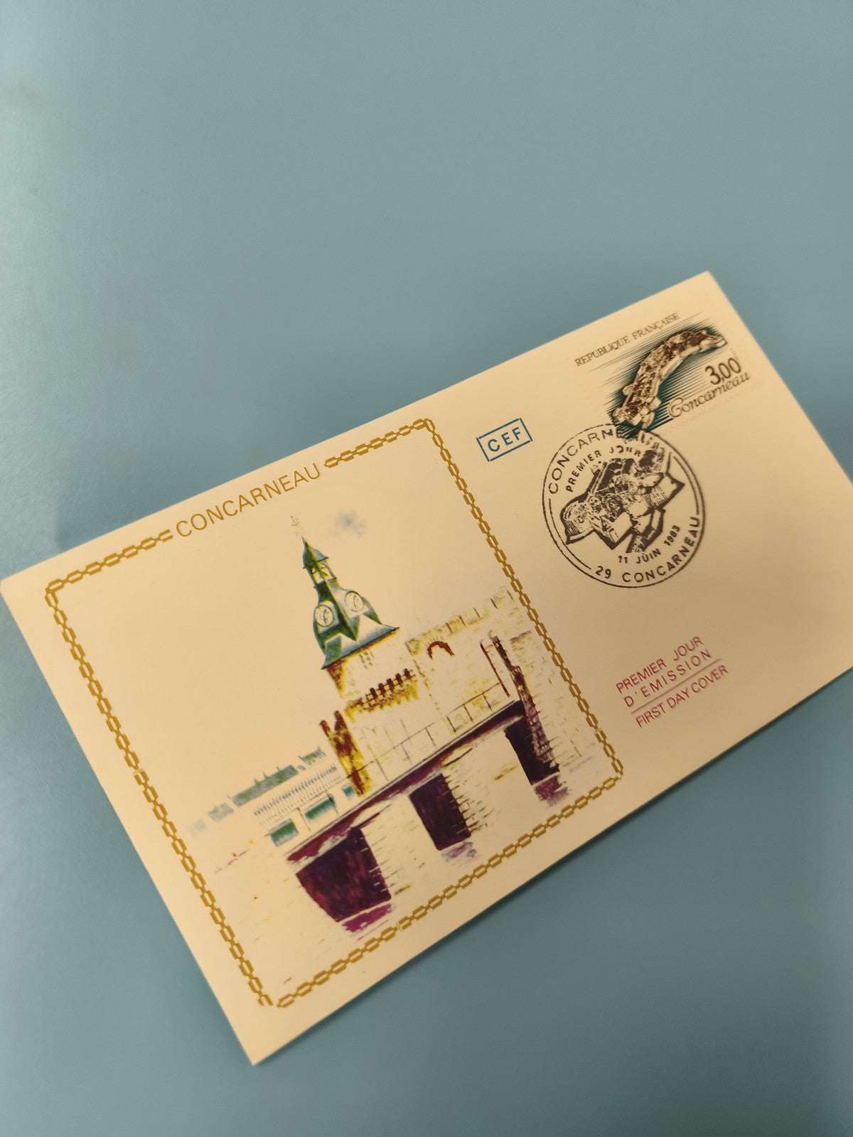 Enveloppe Premier Jour d?Émission FDC Concarneau timbre 3.00 illustration couleu