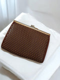 Porte-monnaie vintage cuir marron fermoir métal rétro ancien accessoire