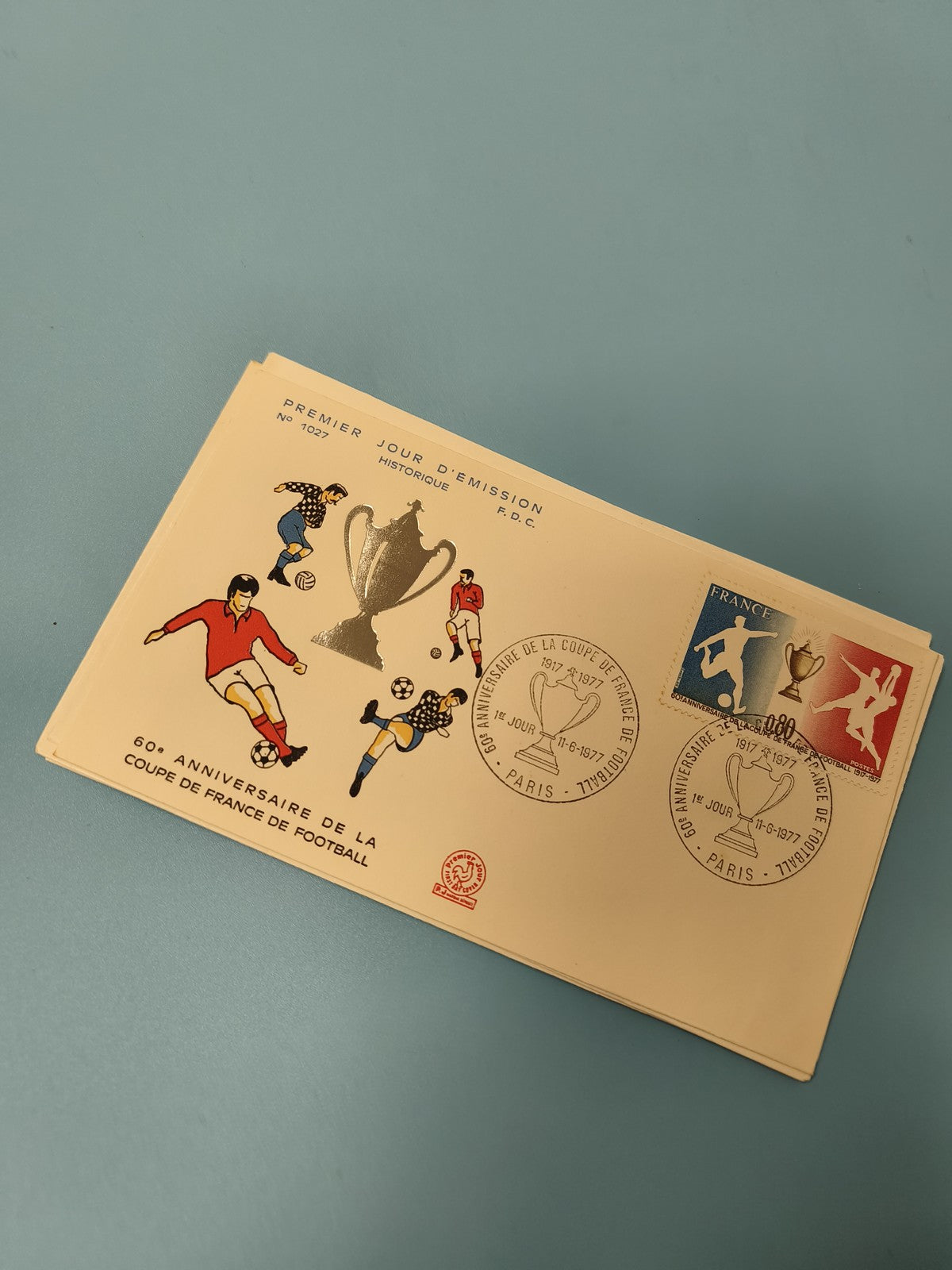Enveloppe FDC premier jour Coupe de France Football 60e anniversaire timbres spo