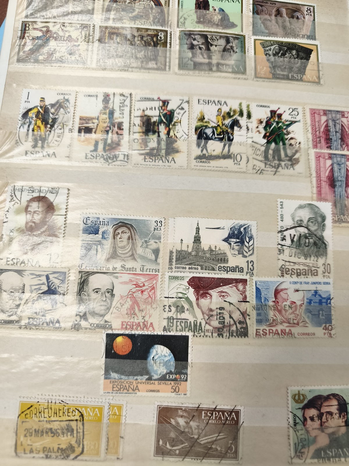 Lot anciens timbres oblitérés Espagne, personnages, monuments, thèmes variés