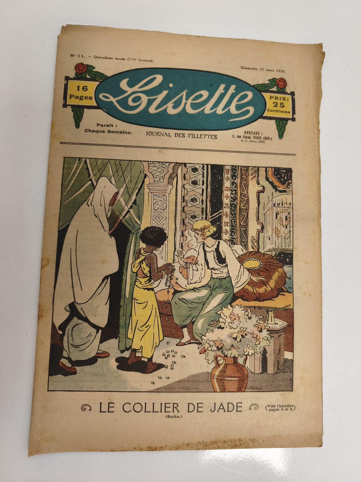Journal ancien Lisette 1935 illustré, n°11, couverture couleur, vintage fillette