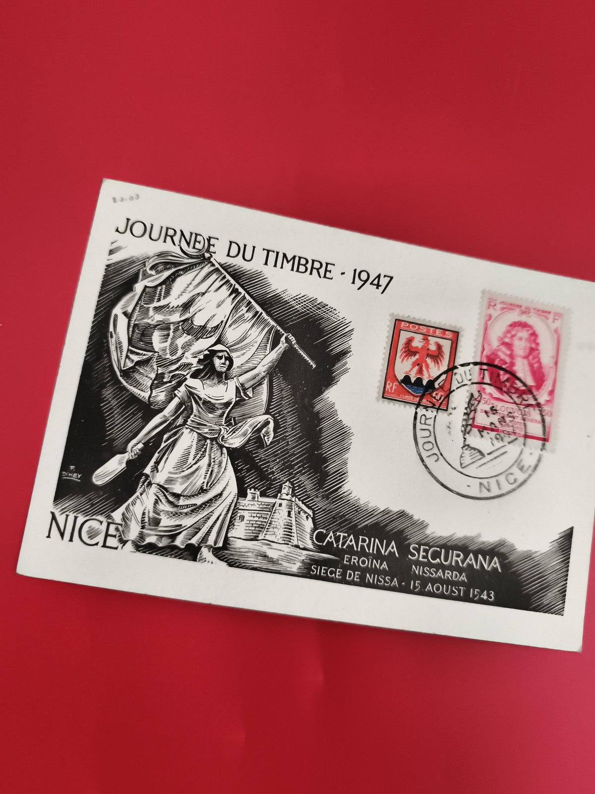 Lettre illustrée Journée du Timbre 1947 Nice Catarina Segurana oblitérée philaté