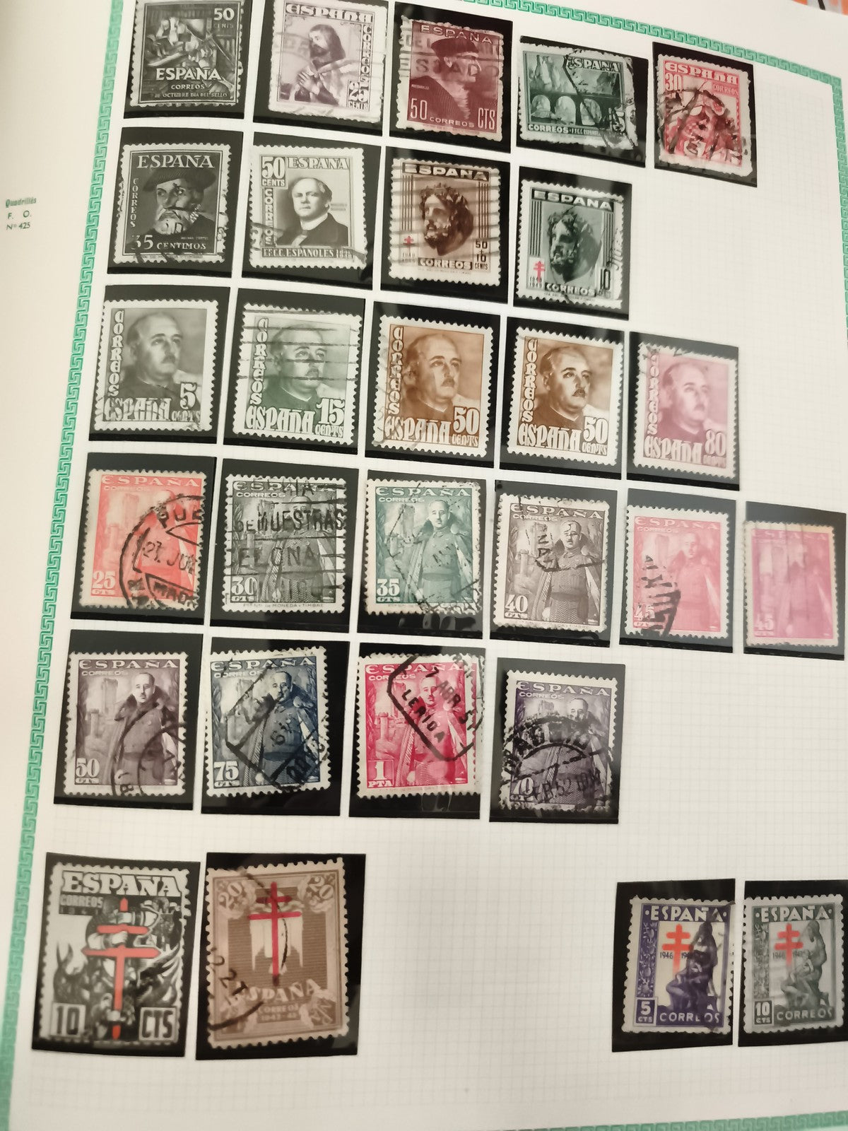 Timbres Espagne anciens oblitérés, motifs historiques, Croix Rouge, lot philatél