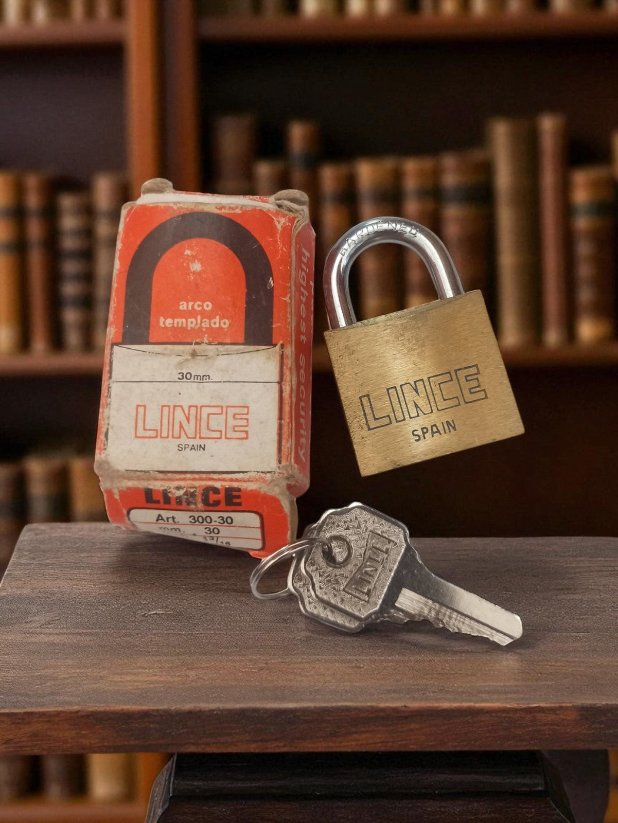 Cadenas vintage Lince 30mm avec clés et boîte ancienne rétro sécurité Spain