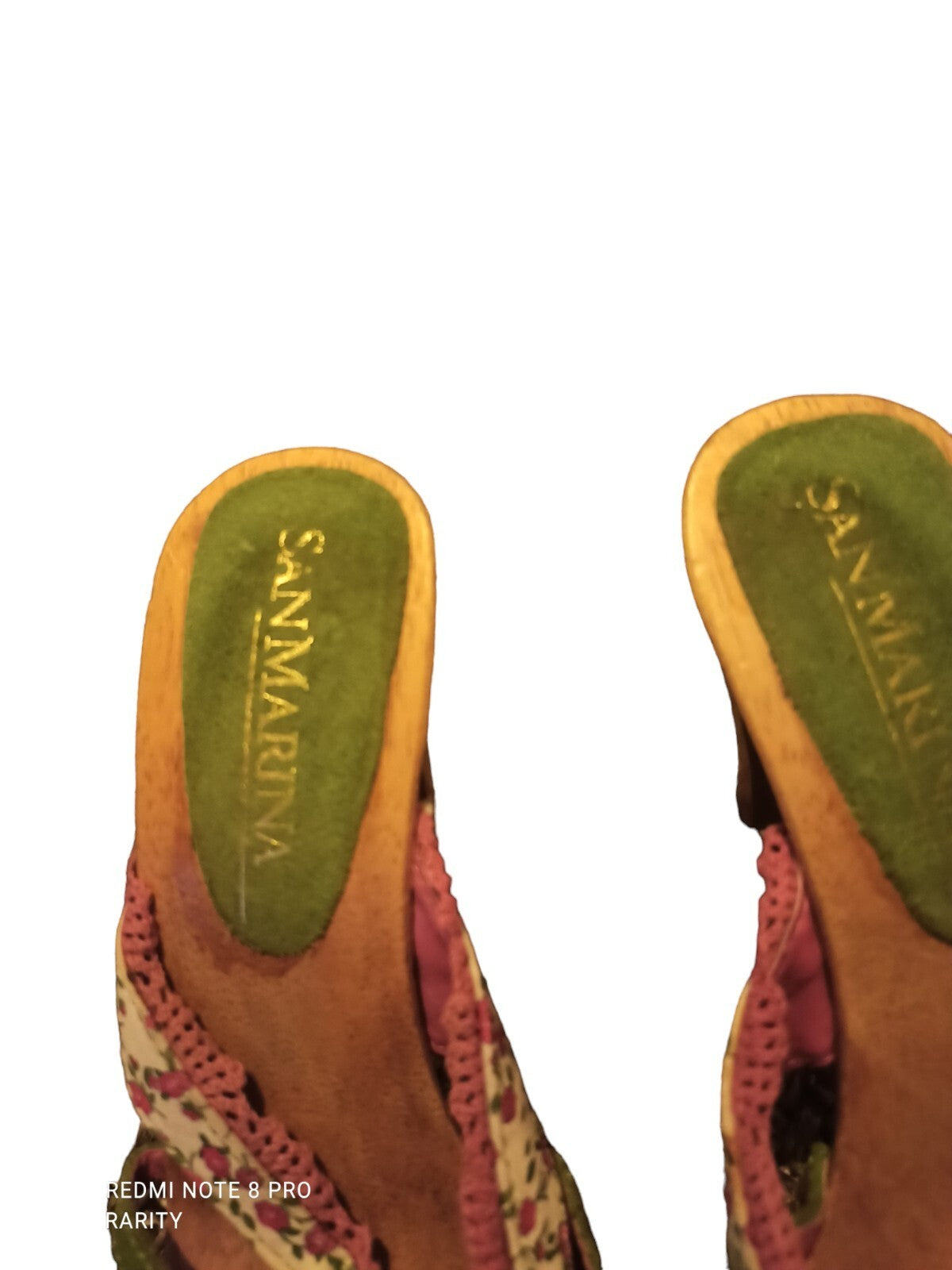 Sandales à talons San Marina fleuries, ruban vert, taille 36, été femme