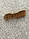 Pin's vintage RIBATTI logo doré jaune, badge ancien publicitaire (Ref 7)