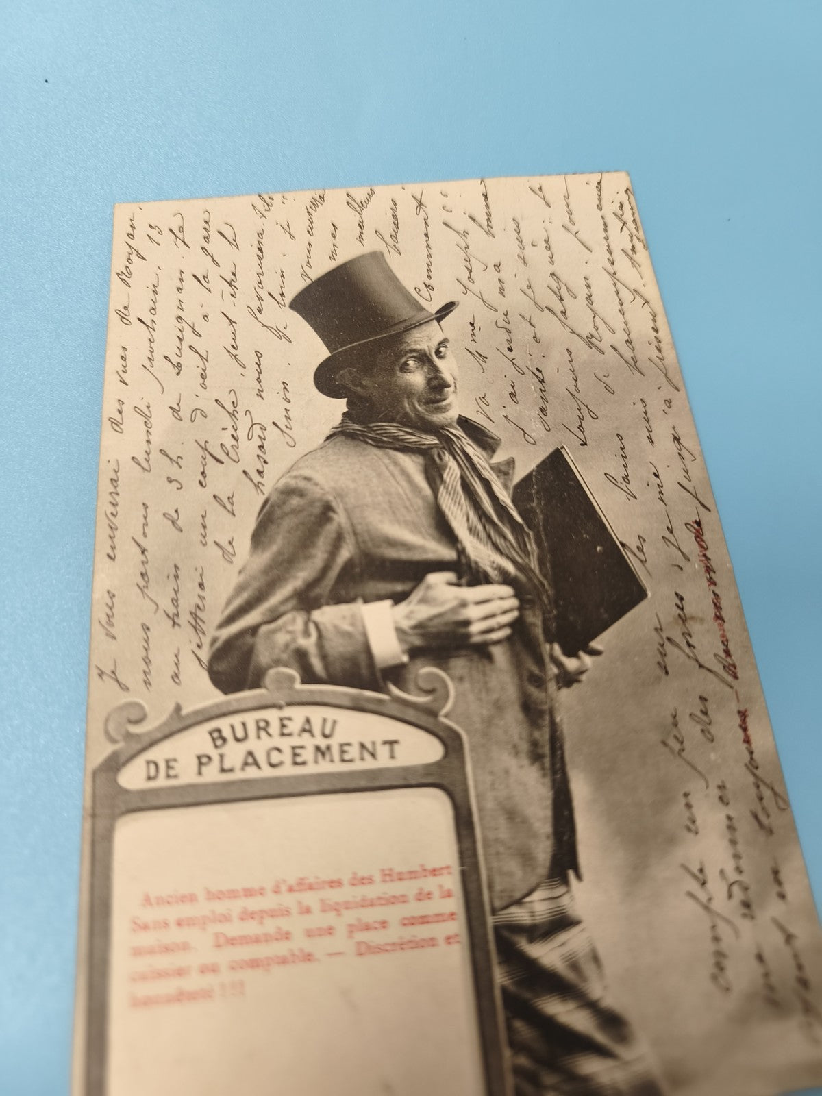 Carte postale ancienne CPA humoristique Bureau de Placement chapeau haut-de-form