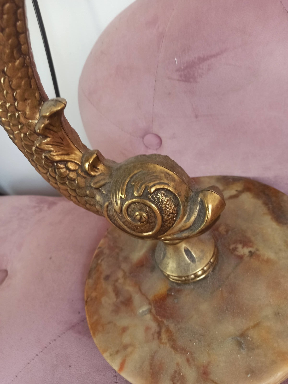 Bougeoir vintage métal doré poisson style provençal milieu XXe déco rétro