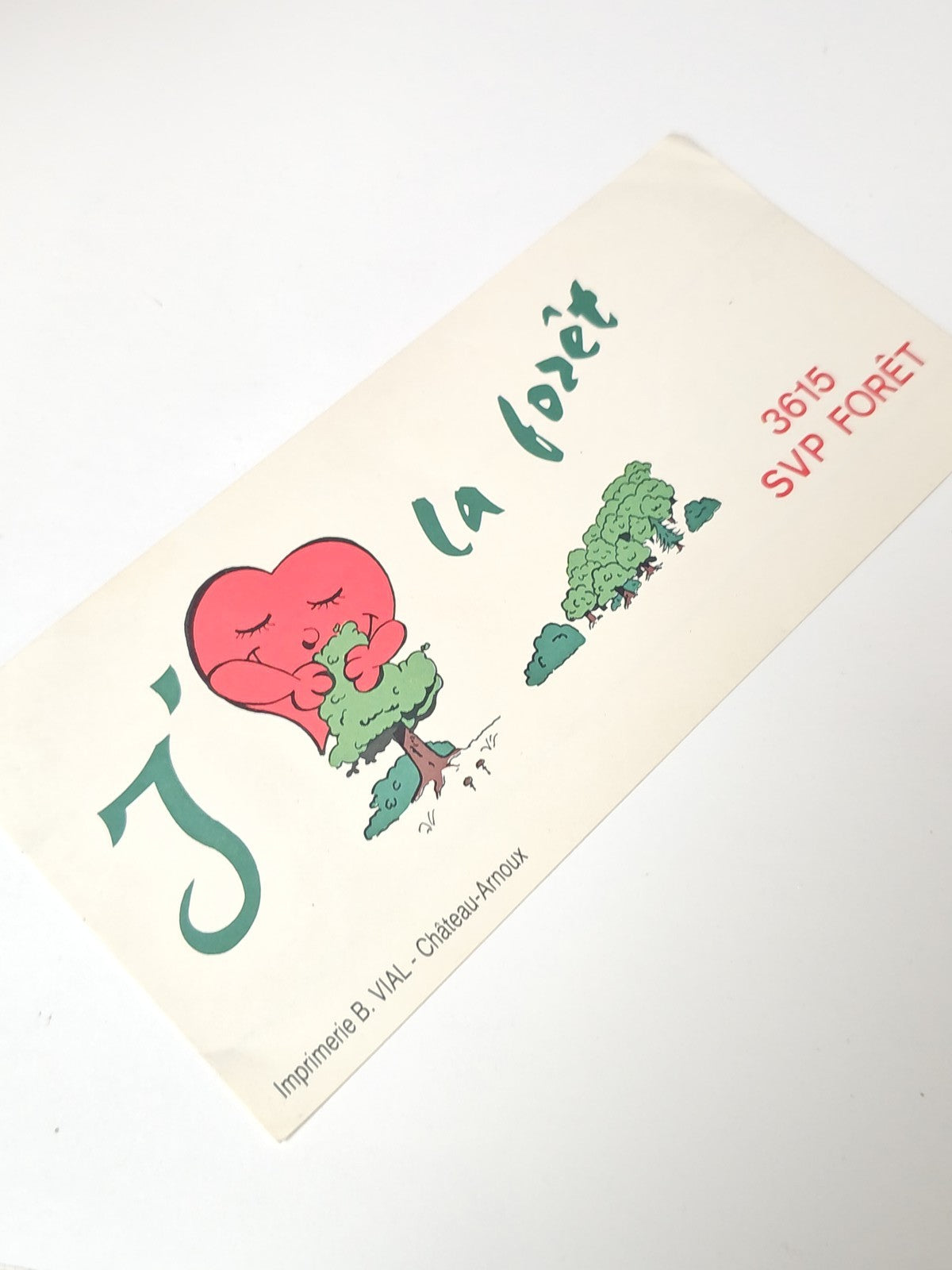 Vintage autocollant publicitaire ancien J'aime la forêt rétro collection déco