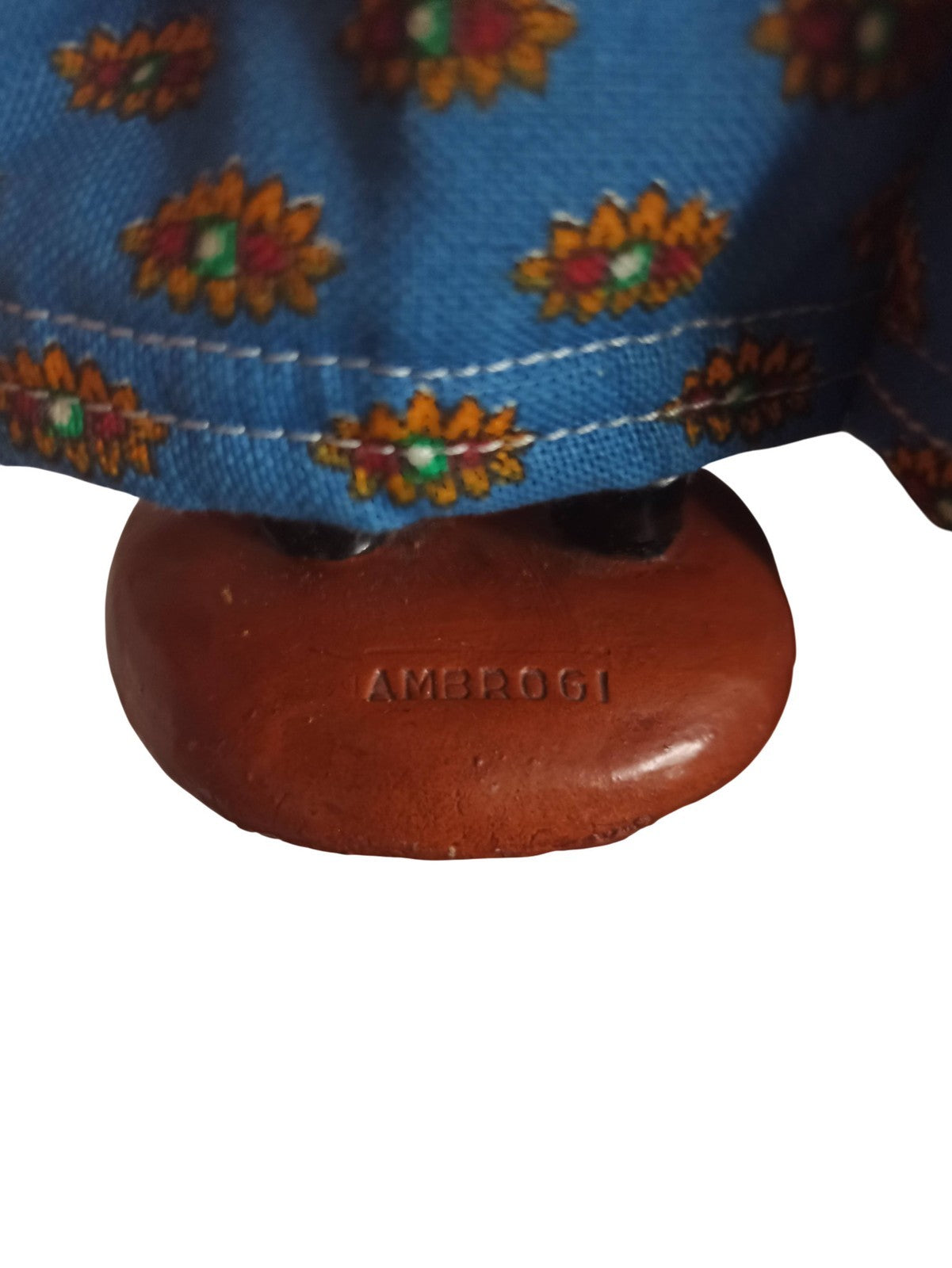Santon ancien Ambrogi femme provençale coiffe chapeau vintage figurine artisanal
