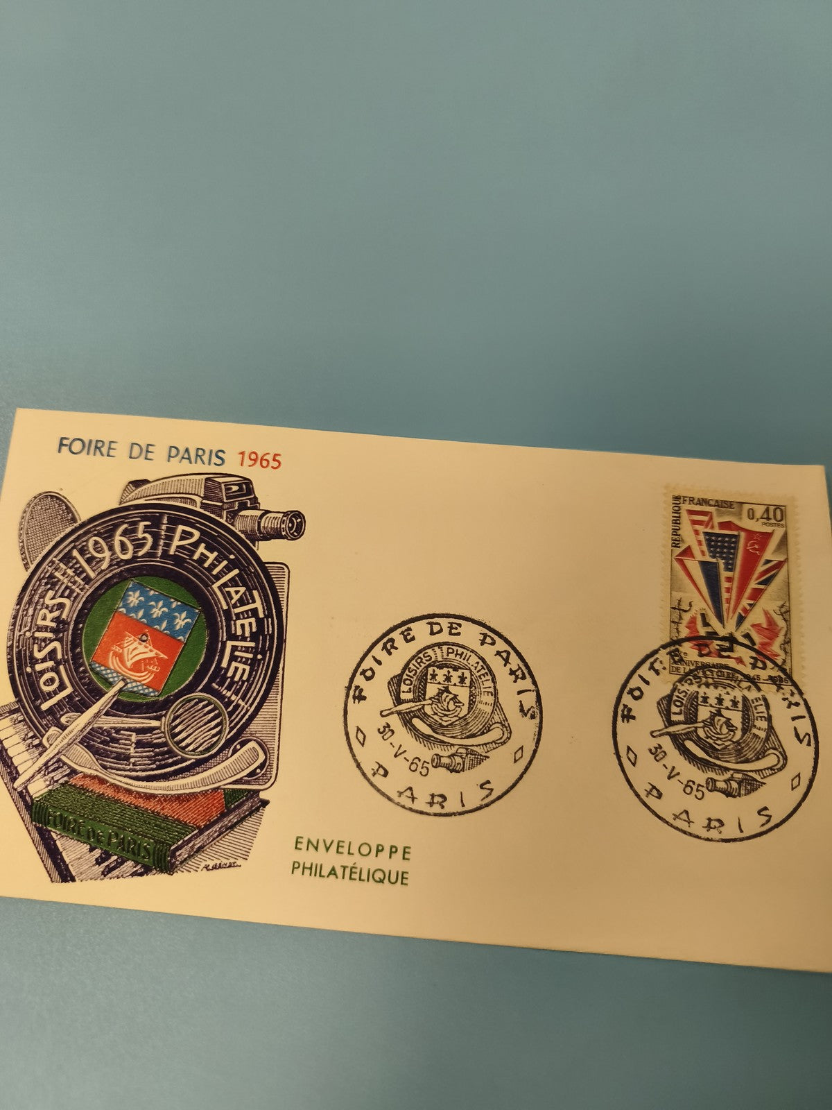 Ancienne enveloppe philatélie Foire de Paris 1965 ? cachet et timbre vintage