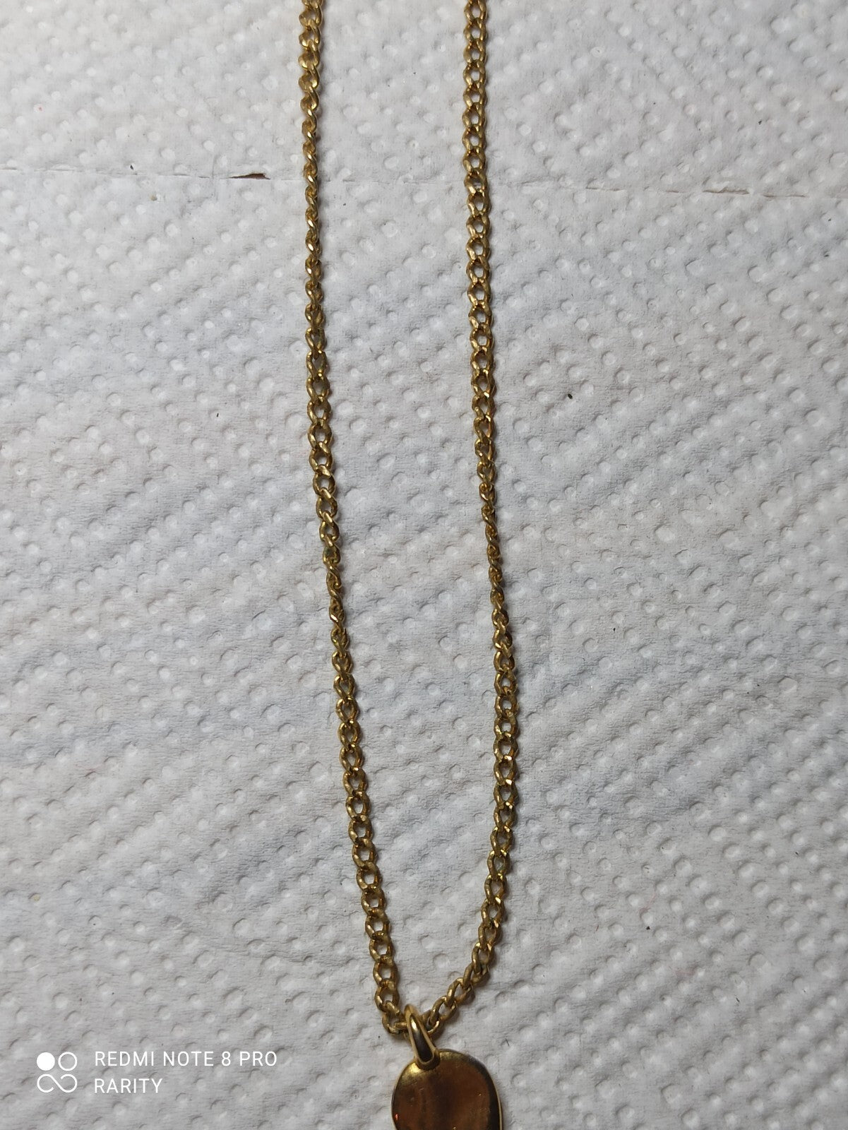 Collier ancien plaqué or pendentif goutte chaîne maille rétro soirée vintage